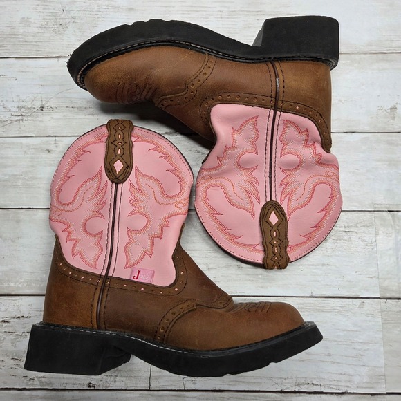 Justin Shoes - Justin Gypsy L9901 Western Cowgirl Boots Womens 5.5B Brown Pink Leather